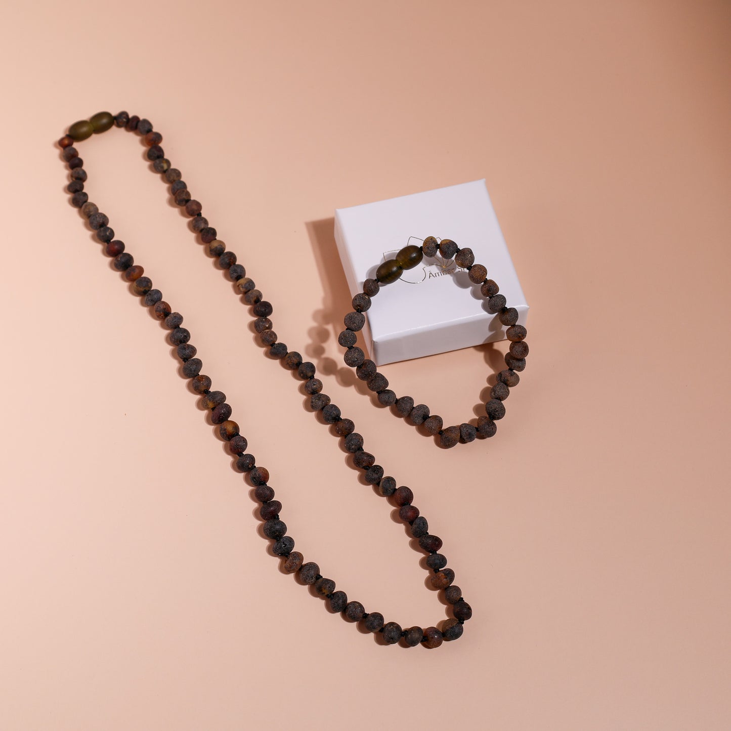 Conjunto Colar e Pulseira de Âmbar Báltico para Adultos