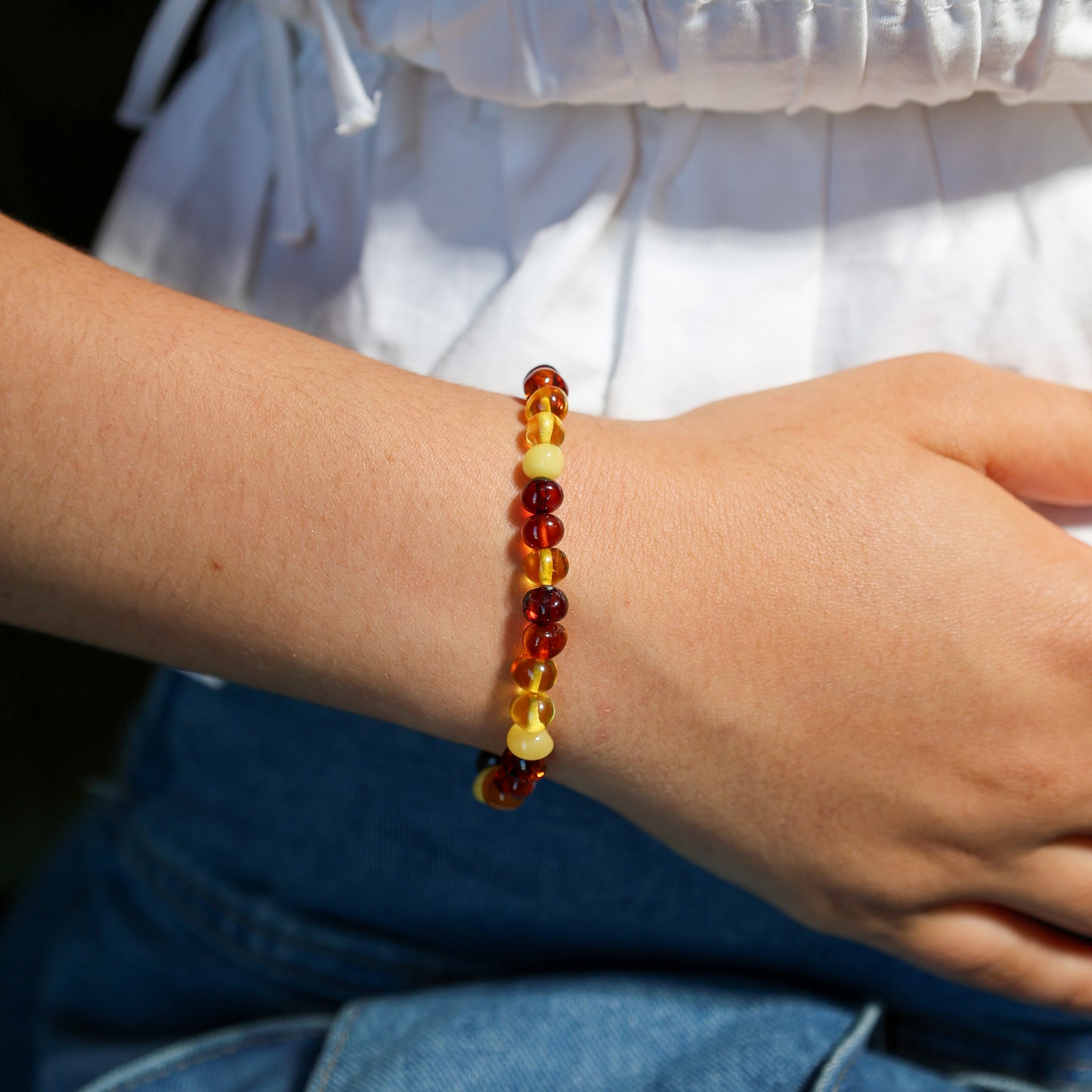 Mixed Baltic Amber Bracelet 18 cm