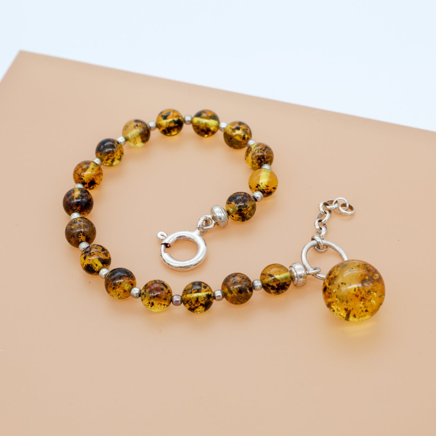 Pulseira Green Label em Âmbar Báltico e Prata 925 – Ajustável
