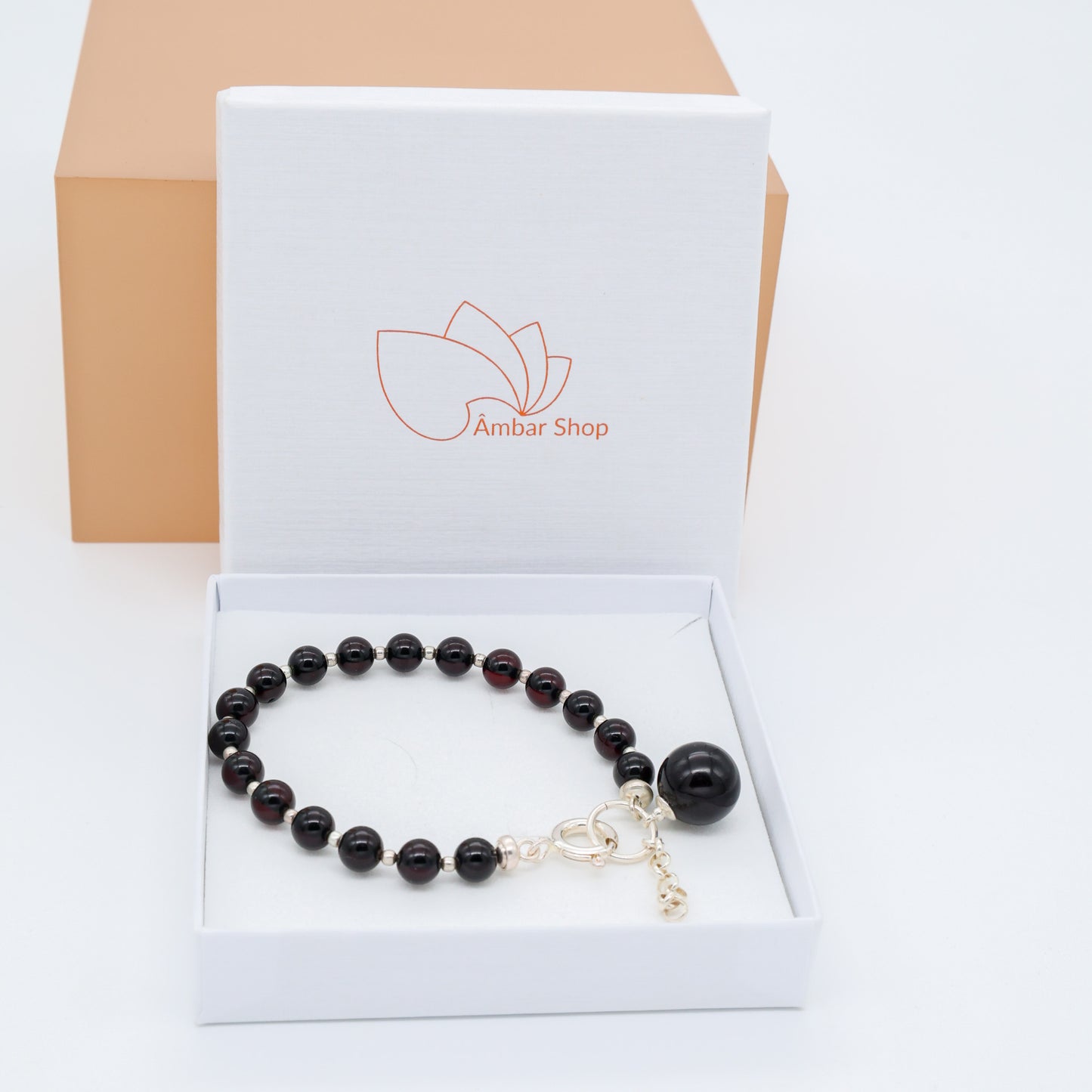 Pulseira Cherry Label em Âmbar Báltico e Prata 925 – Ajustável