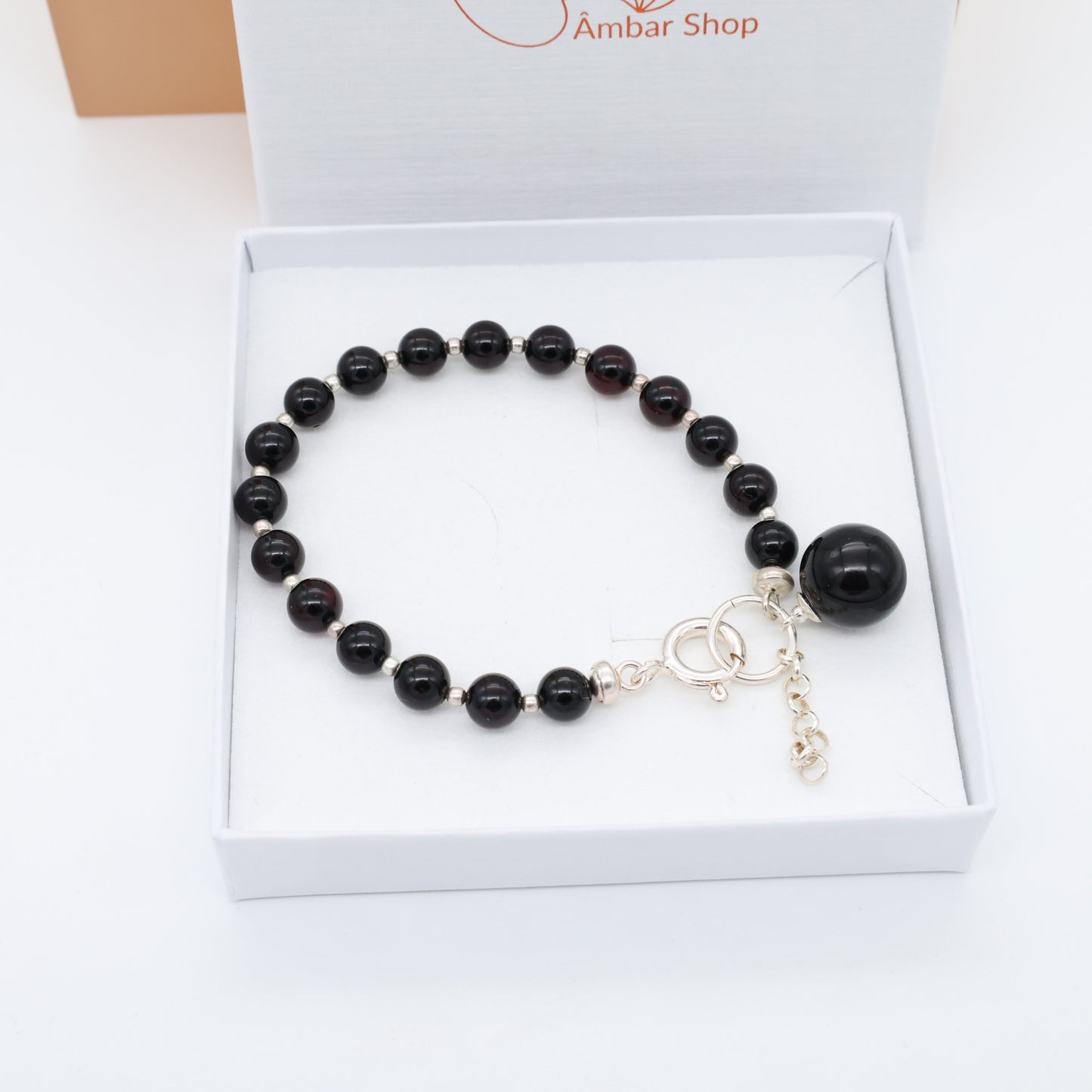 Pulseira Cherry Label em Âmbar Báltico e Prata 925 – Ajustável
