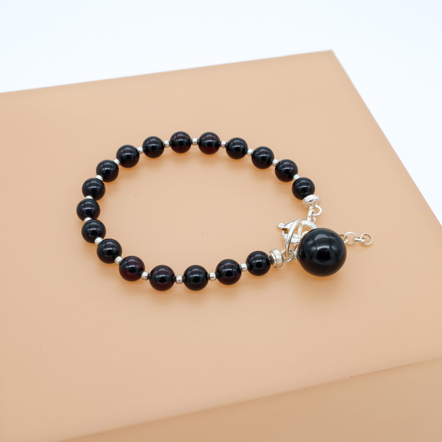 Pulseira Cherry Label em Âmbar Báltico e Prata 925 – Ajustável