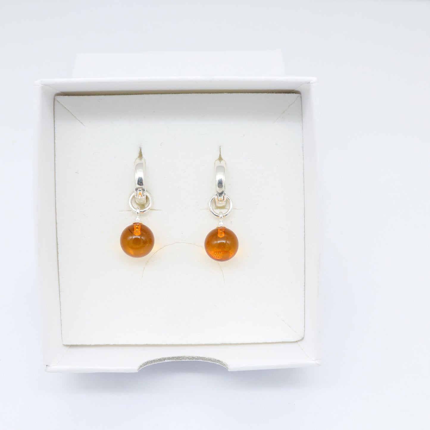 Brinco de Âmbar Clássico Cognac - Prata 925
