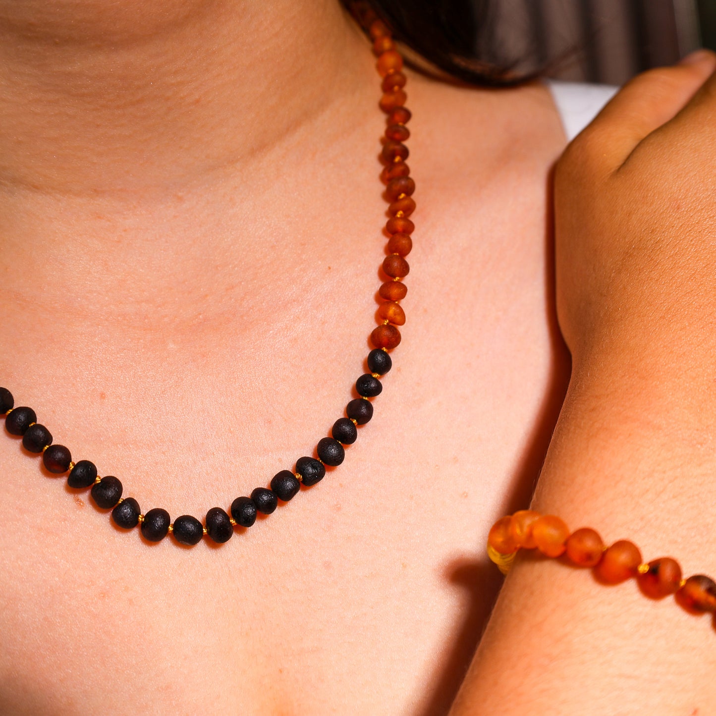 Conjunto Colar e Pulseira de Âmbar Báltico para Adultos
