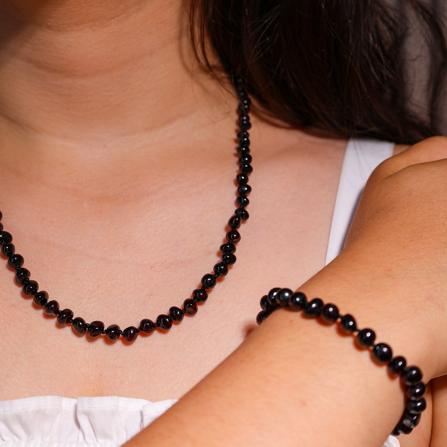Conjunto Colar e Pulseira de Âmbar Báltico para Adultos