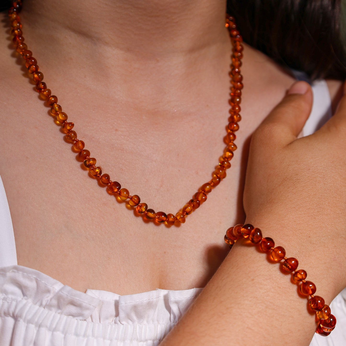 Conjunto Colar e Pulseira de Âmbar Báltico para Adultos