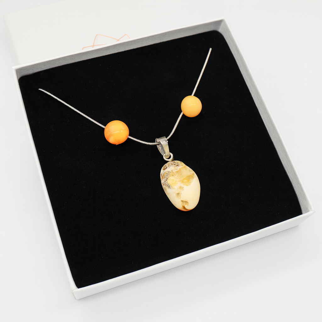 Conjunto Terra e Sol – Colar e Brincos em Âmbar Báltico
