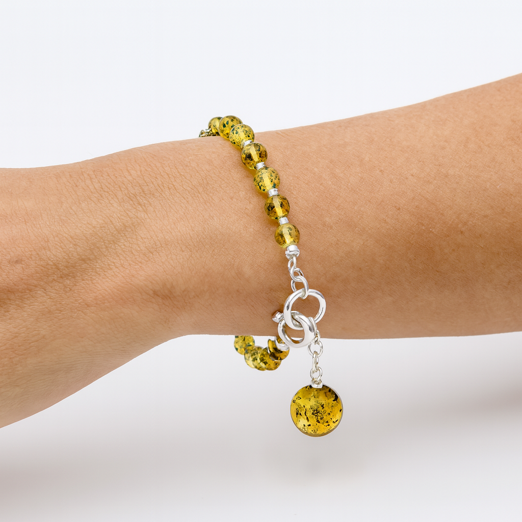 Pulseira Green Label em Âmbar Báltico e Prata 925 – Ajustável