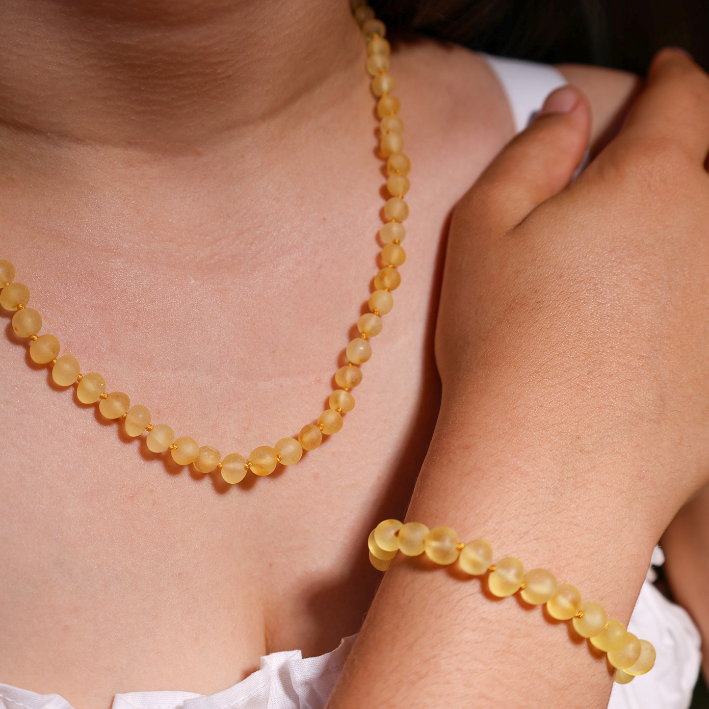 Conjunto Colar e Pulseira de Âmbar Báltico para Adultos