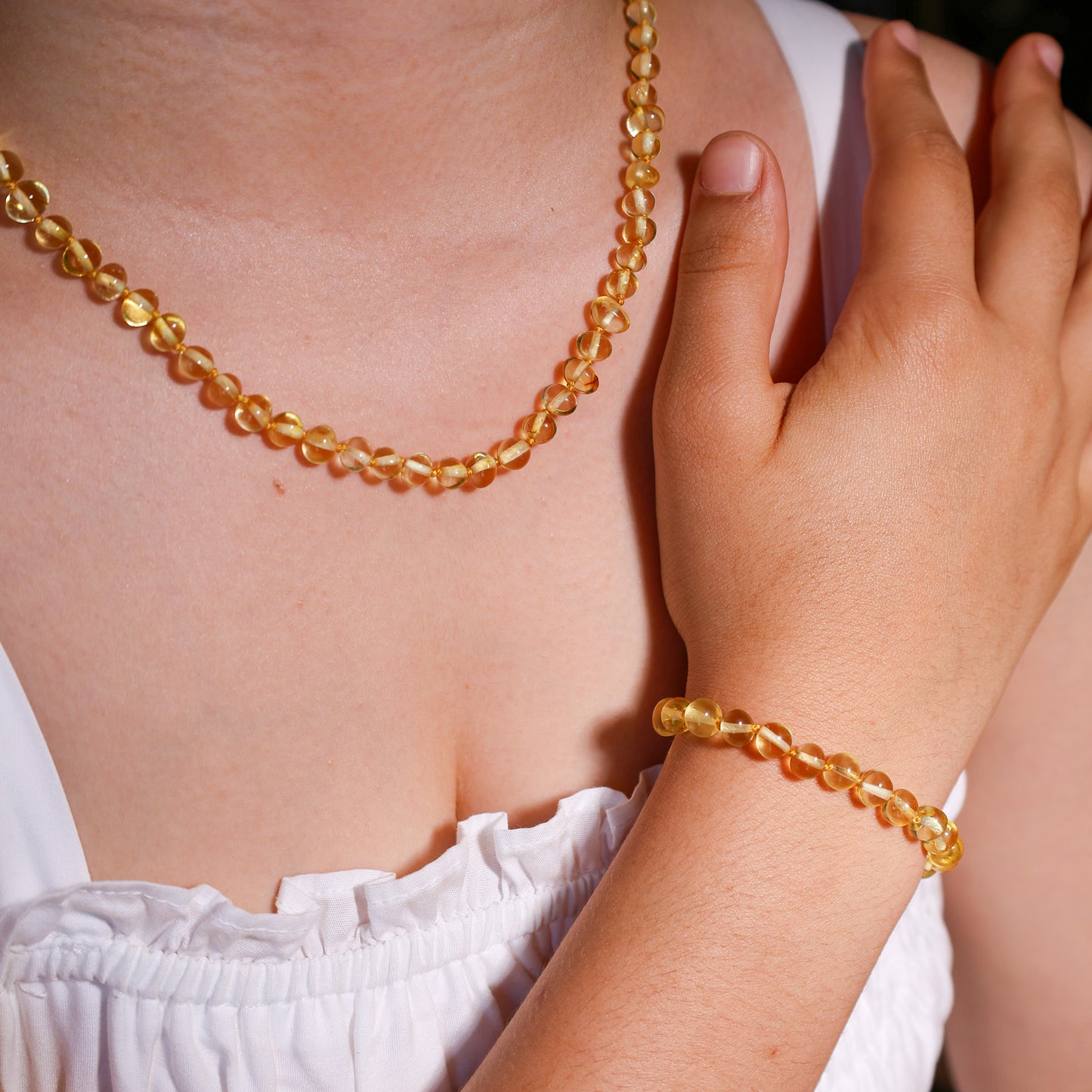 Conjunto Colar e Pulseira de Âmbar Báltico para Adultos