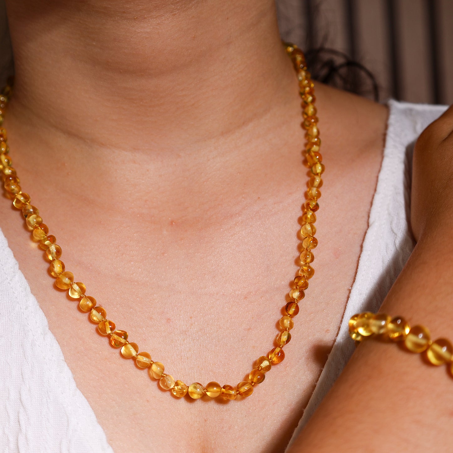 Conjunto Colar e Pulseira de Âmbar Báltico para Adultos
