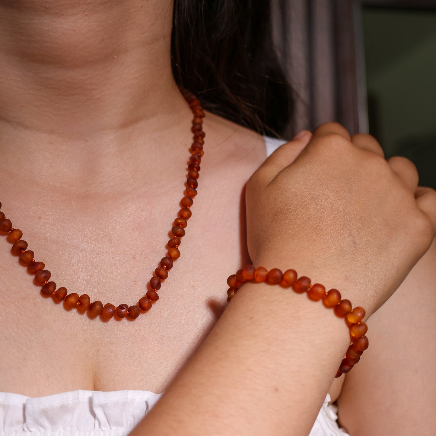 Conjunto Colar e Pulseira de Âmbar Báltico para Adultos