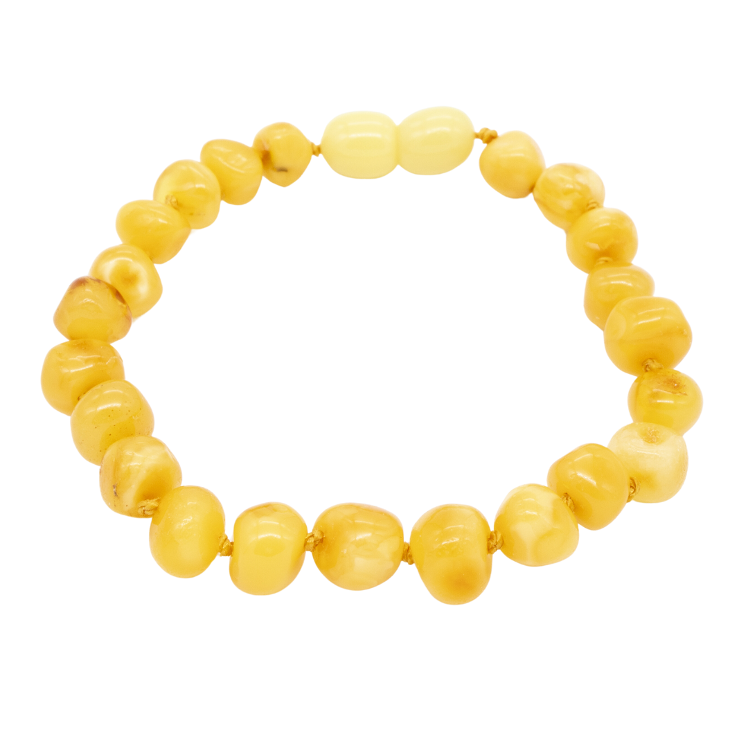 Polished Milky Baltic Amber Anklet for Adult - Main Image