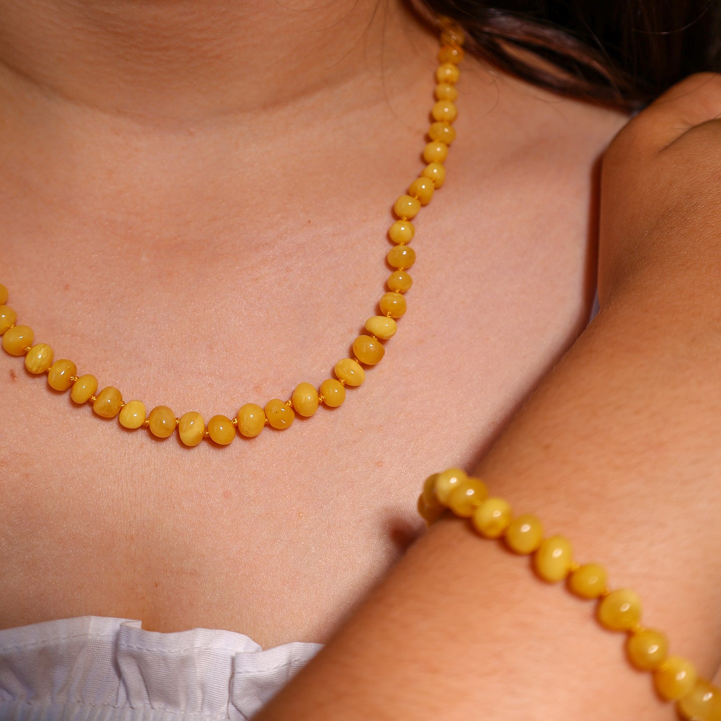 Conjunto Colar e Pulseira de Âmbar Báltico para Adultos