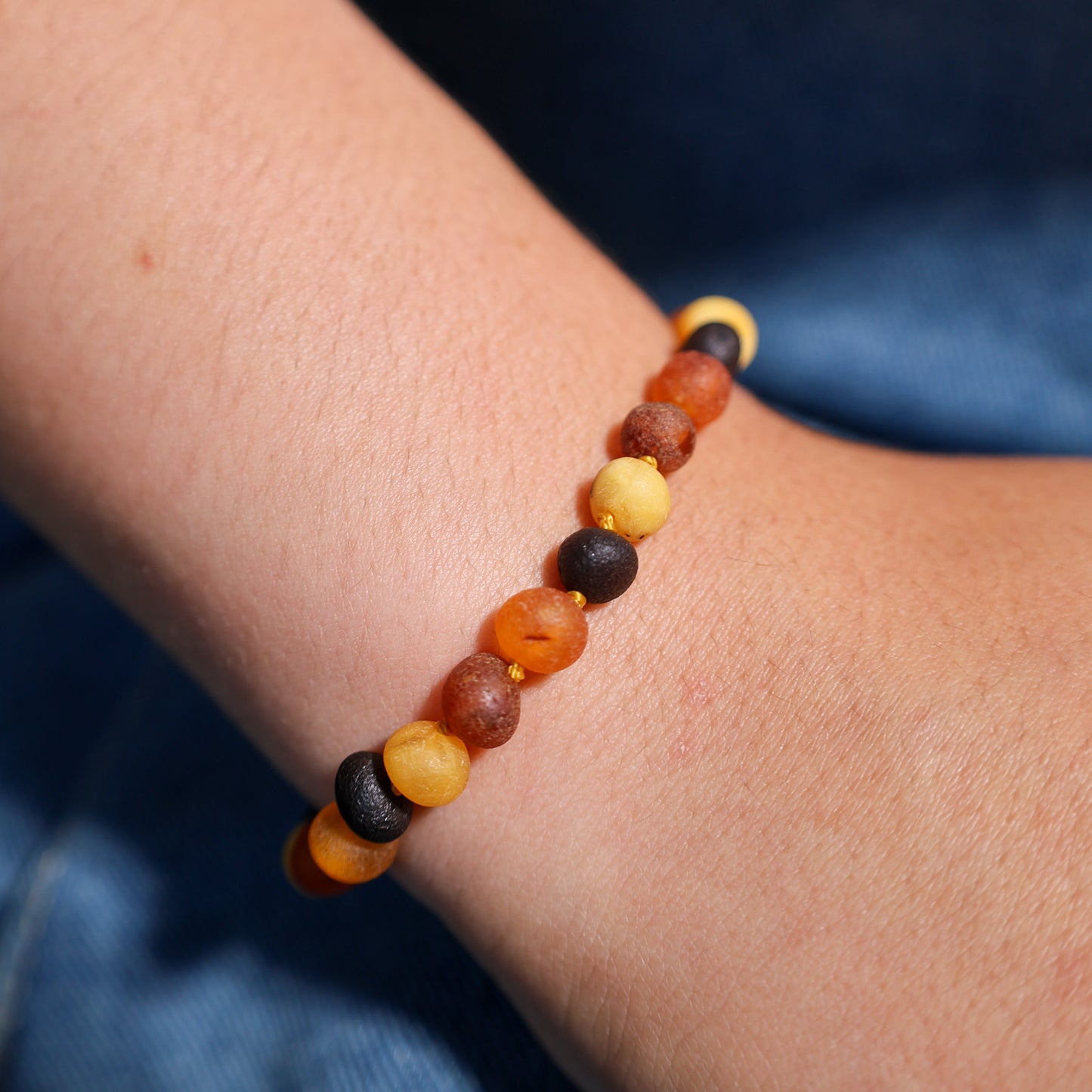 Unpolished Mixed Baltic Amber Bracelet 18 cm