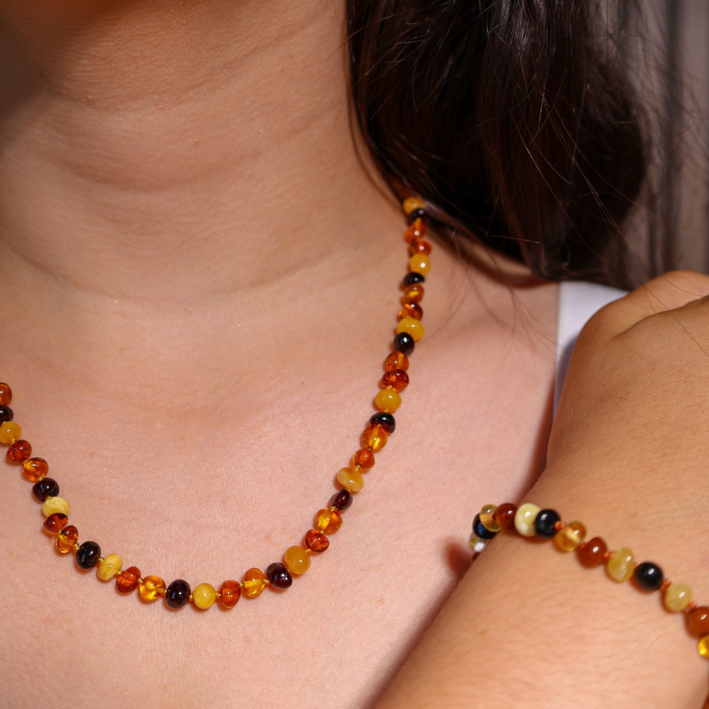 Conjunto Colar e Pulseira de Âmbar Báltico para Adultos