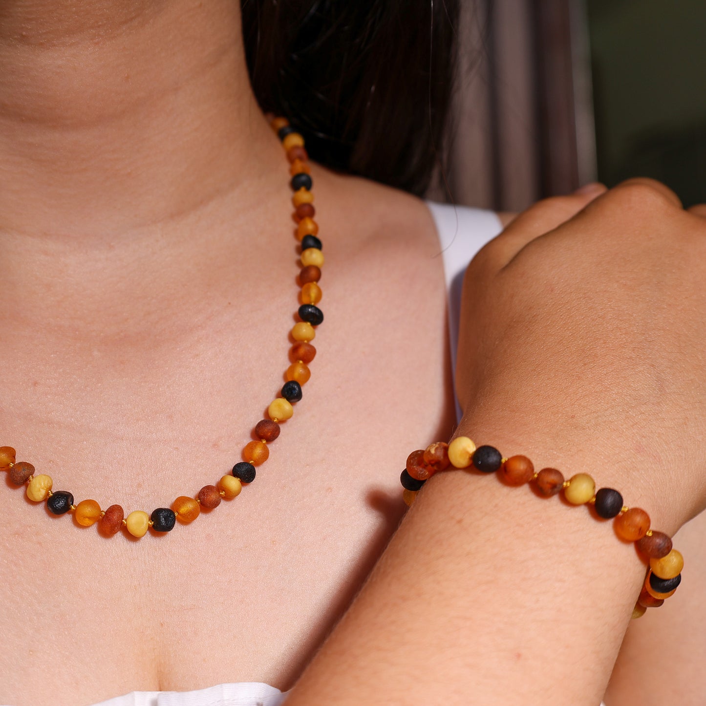 Conjunto Colar e Pulseira de Âmbar Báltico para Adultos