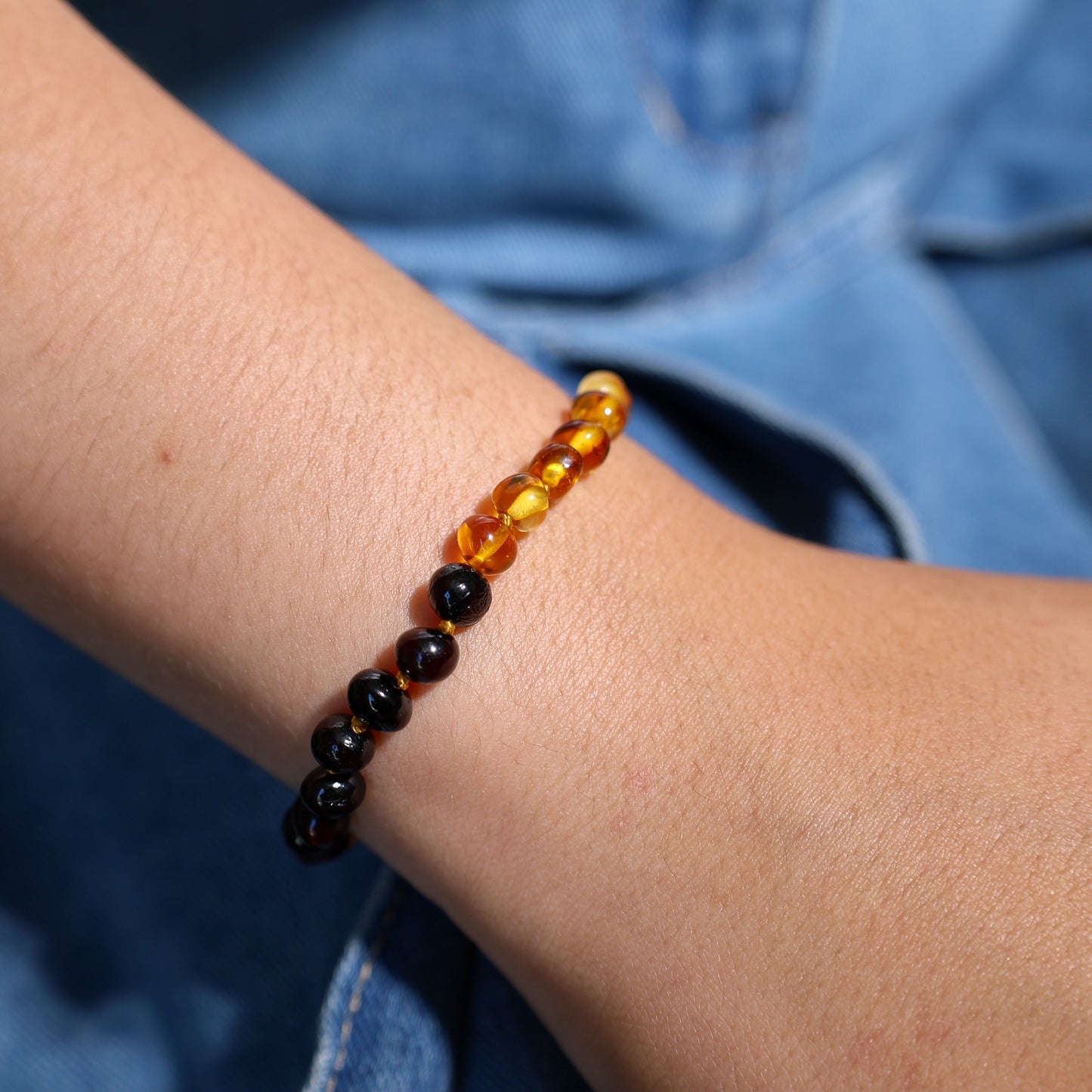 Rainbow Baltic Amber Bracelet 18 cm