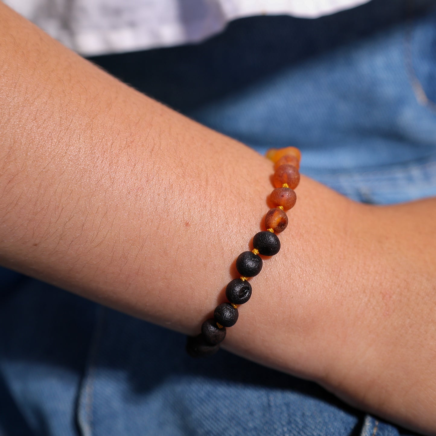 Unpolished Rainbow Baltic Amber Bracelet 18 cm