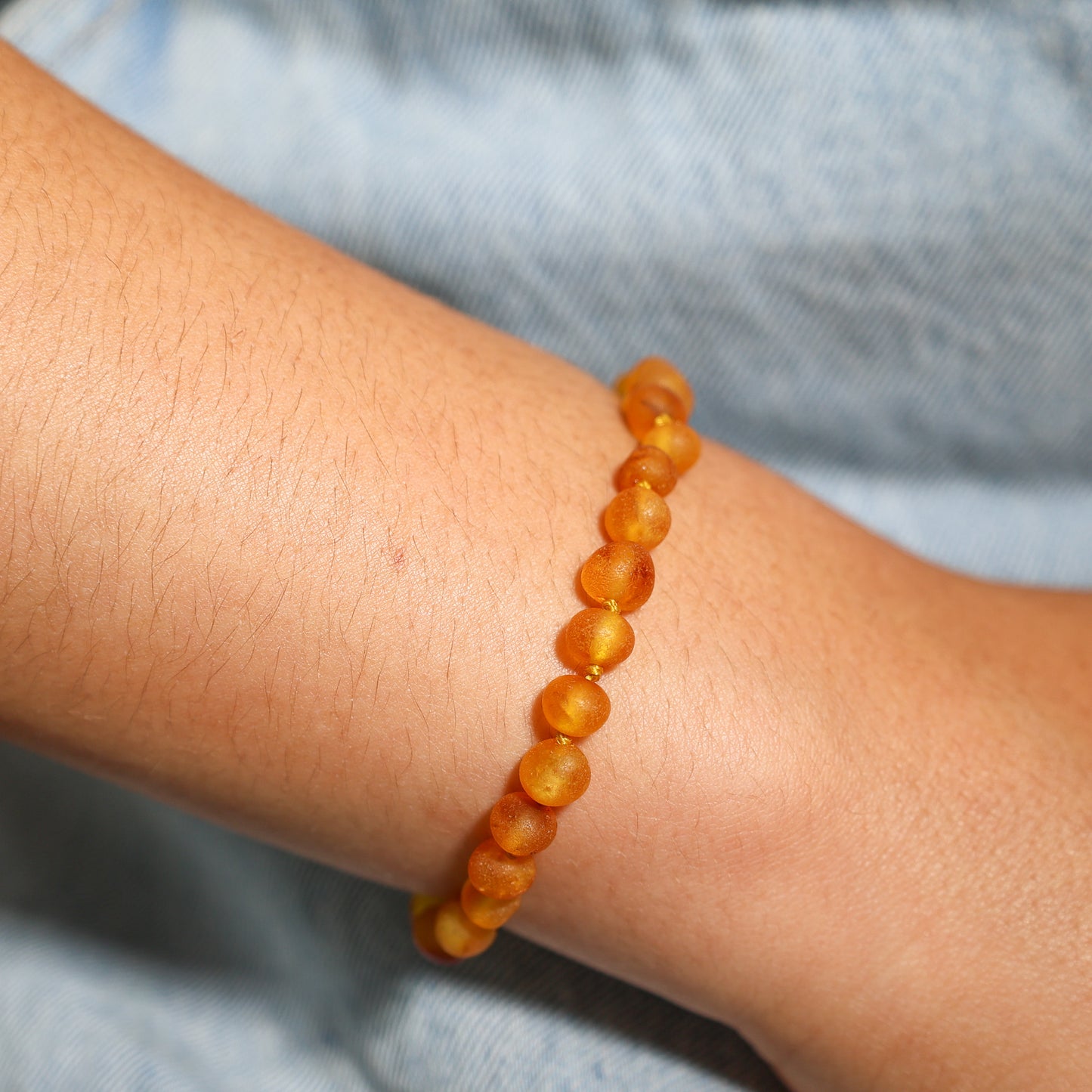 Unpolished Light Honey Baltic Amber Bracelet 18 cm