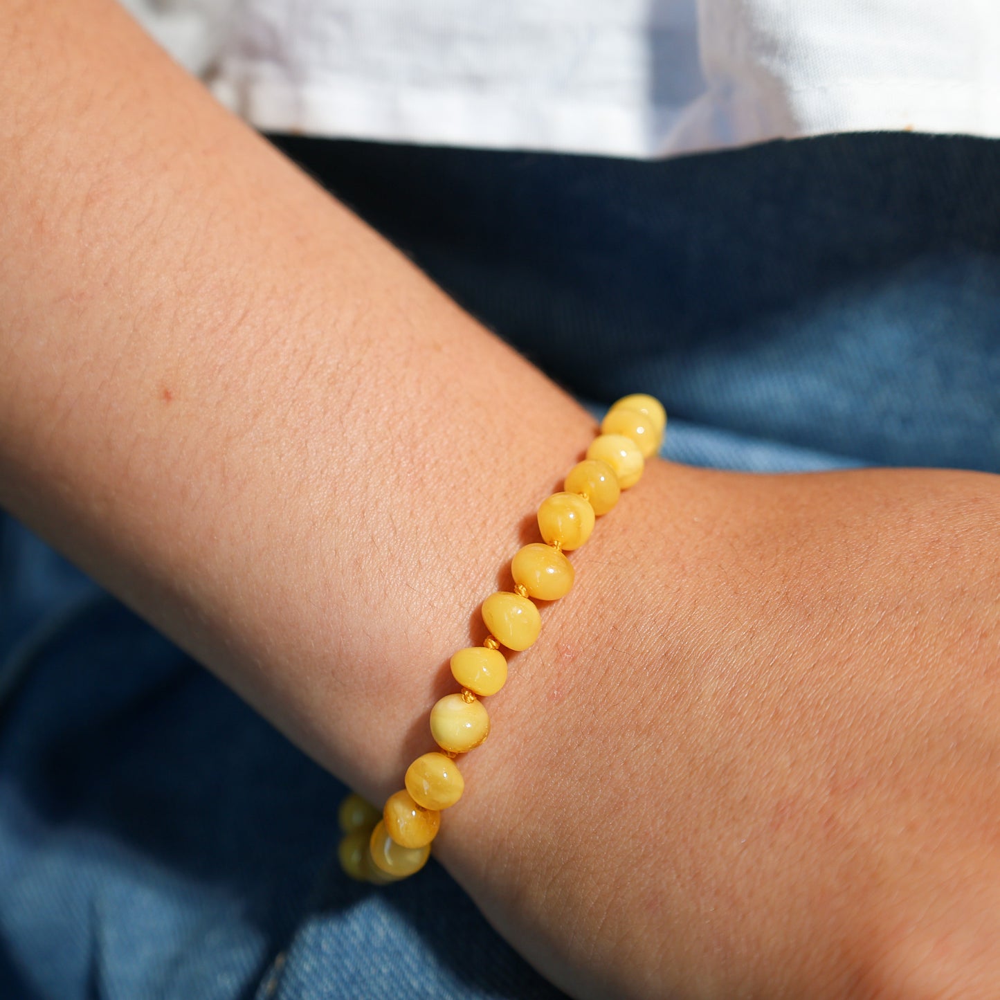 Milky Baltic Amber Bracelet 18 cm