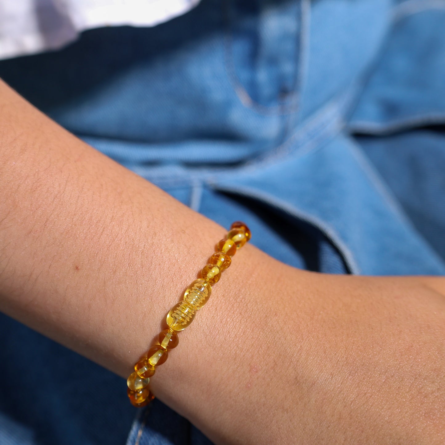 Light Honey Baltic Amber Bracelet 18 cm