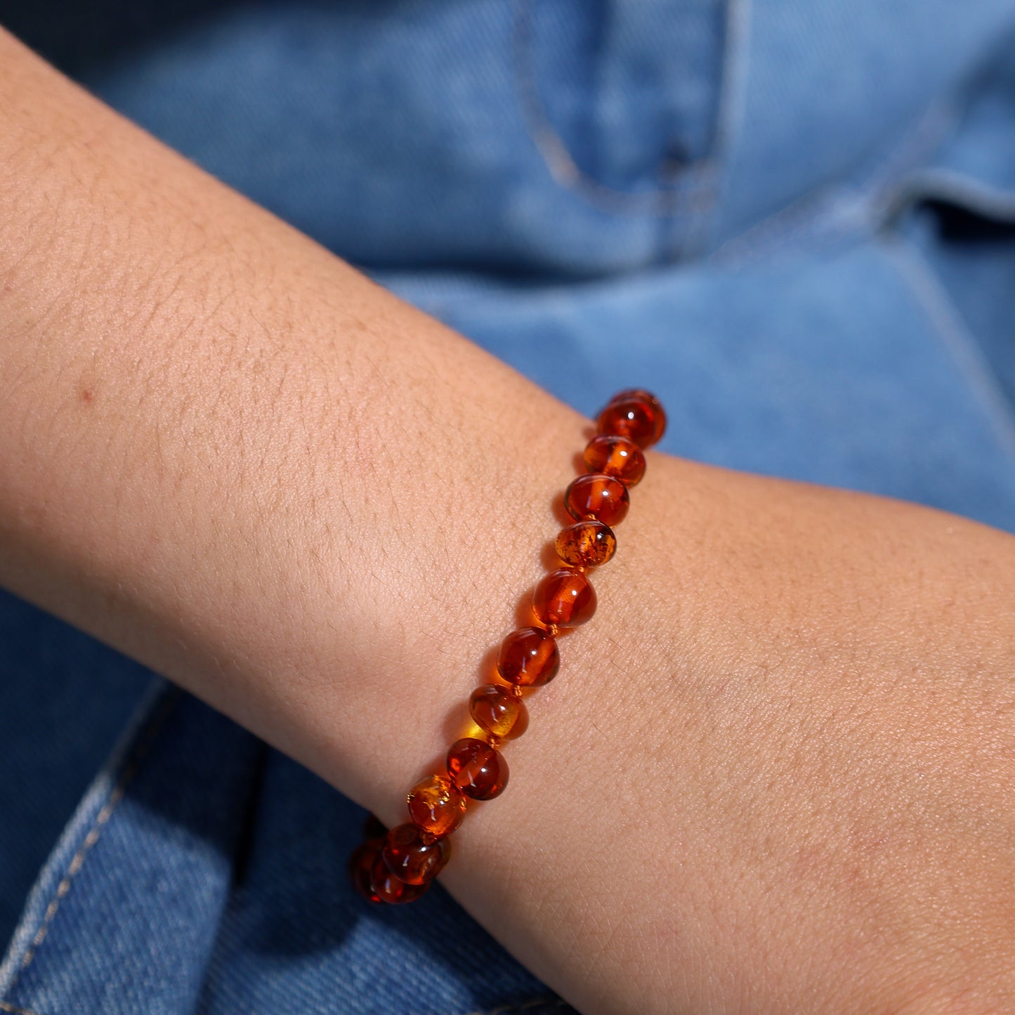 Dark Honey Baltic Amber Bracelet 18 cm