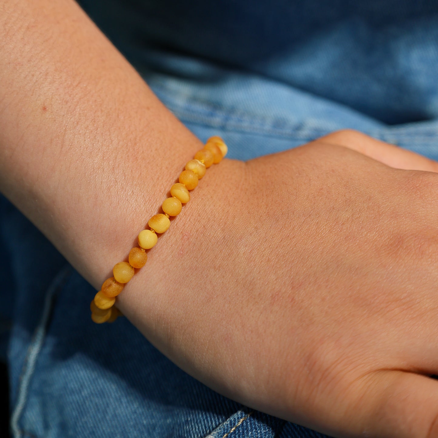 Unpolished Milky Baltic Amber Bracelet 18 cm