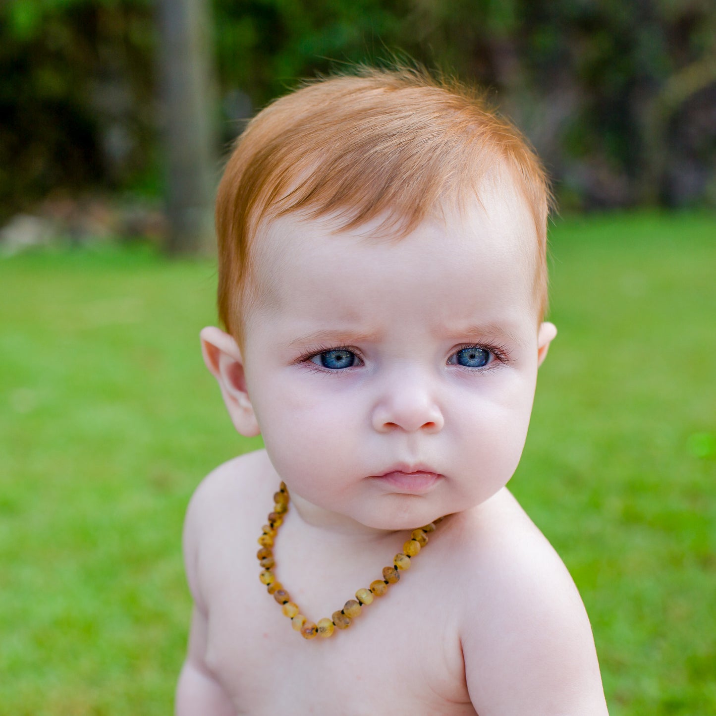 Colar de Âmbar Báltico Bebê Verde claro não polido 32-33 cm