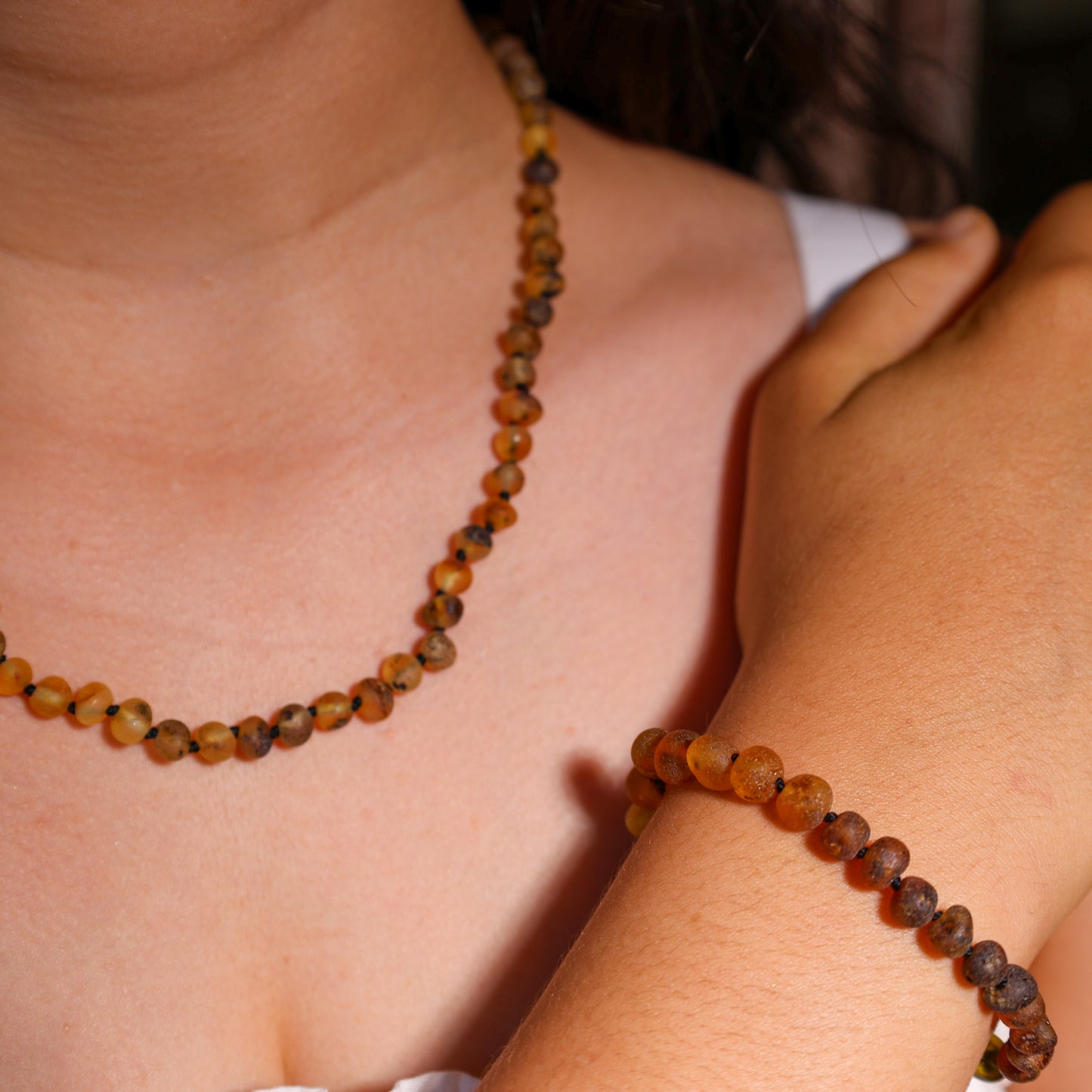Conjunto Colar e Pulseira de Âmbar Báltico para Adultos