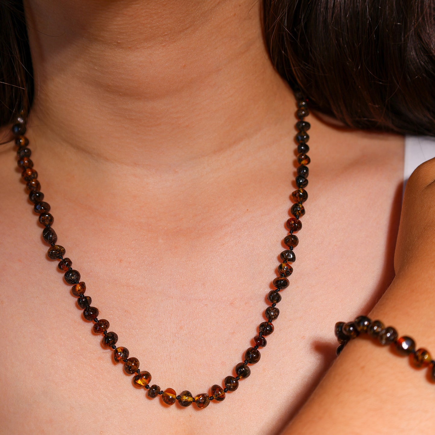 Conjunto Colar e Pulseira de Âmbar Báltico para Adultos