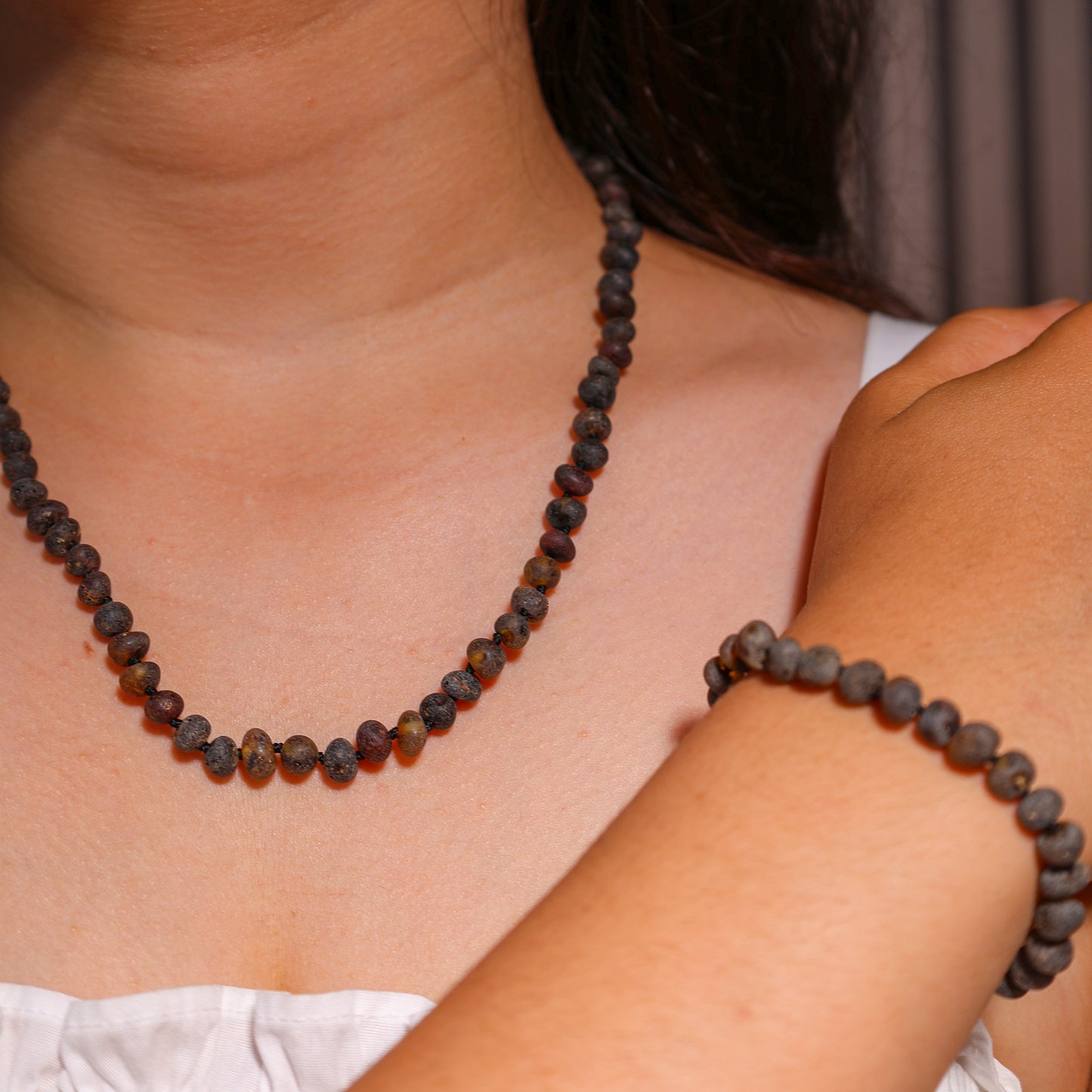 Conjunto Colar e Pulseira de Âmbar Báltico para Adultos