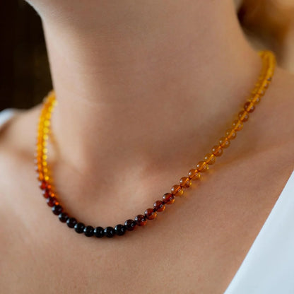 Colar de Âmbar Báltico Arco Íris Round Classico 45 cm