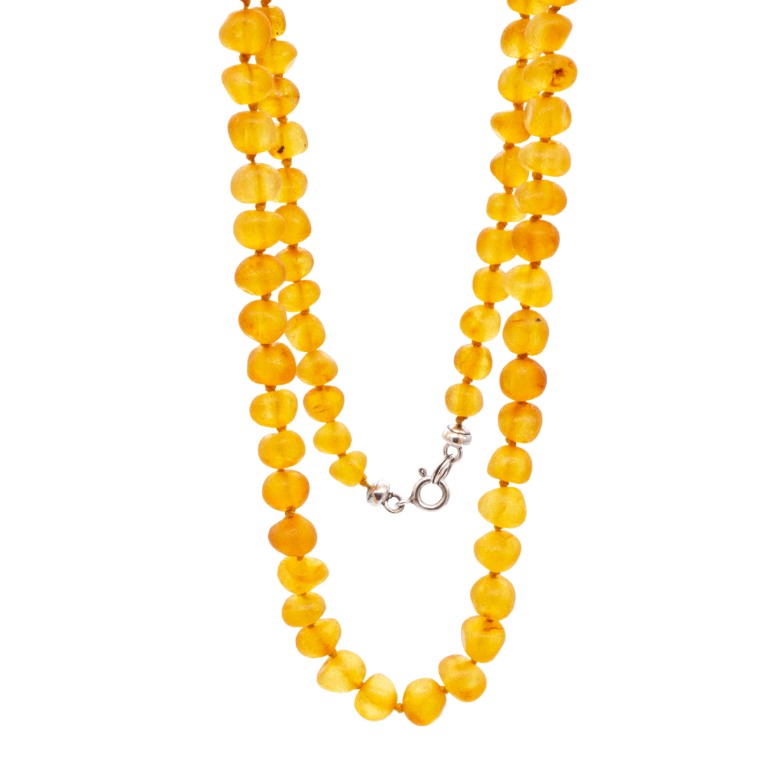 Unpolished Baltic Honey Amber Necklace 50 cm