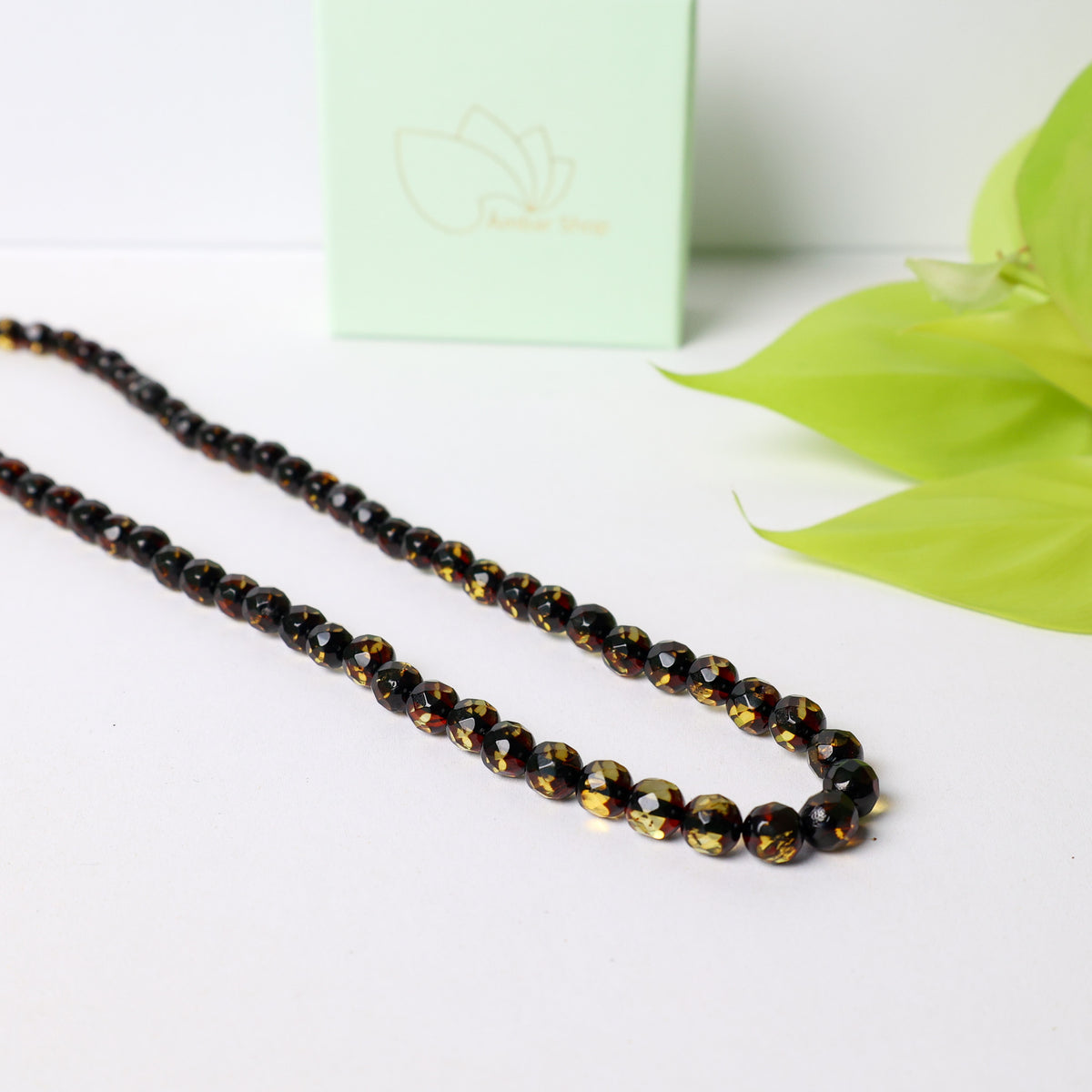 Colar Proteção Divina em Âmbar Báltico Verde Claro — 45 cm