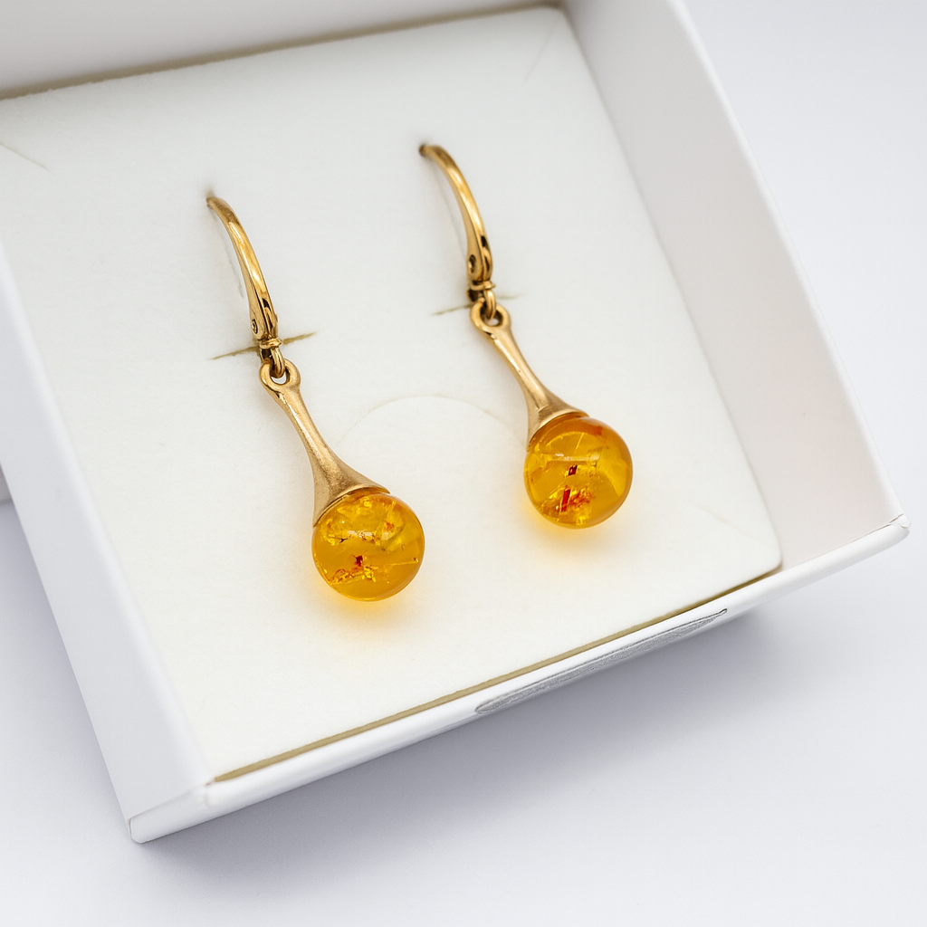 Brinco de Âmbar Báltico LUA CHEIA