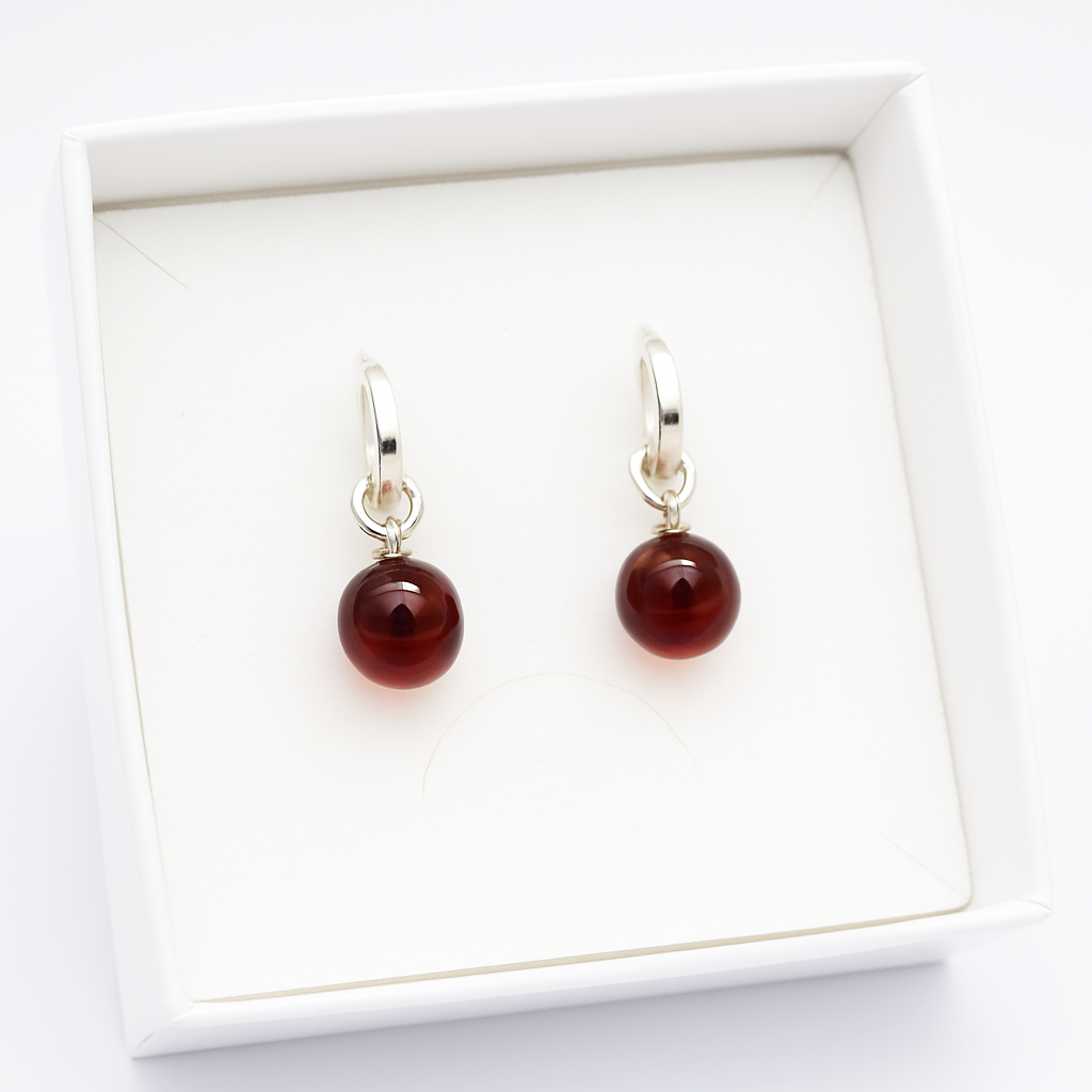 Brinco de Âmbar Clássico Cherry - Prata 925