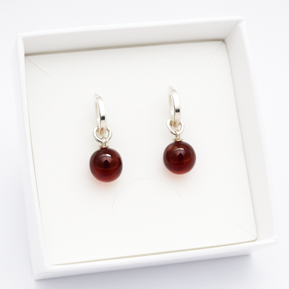 Brinco de Âmbar Clássico Cherry - Prata 925