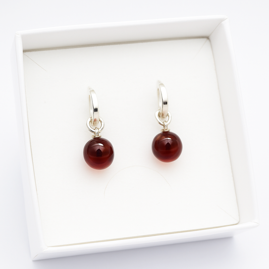 Brinco de Âmbar Clássico Cherry - Prata 925