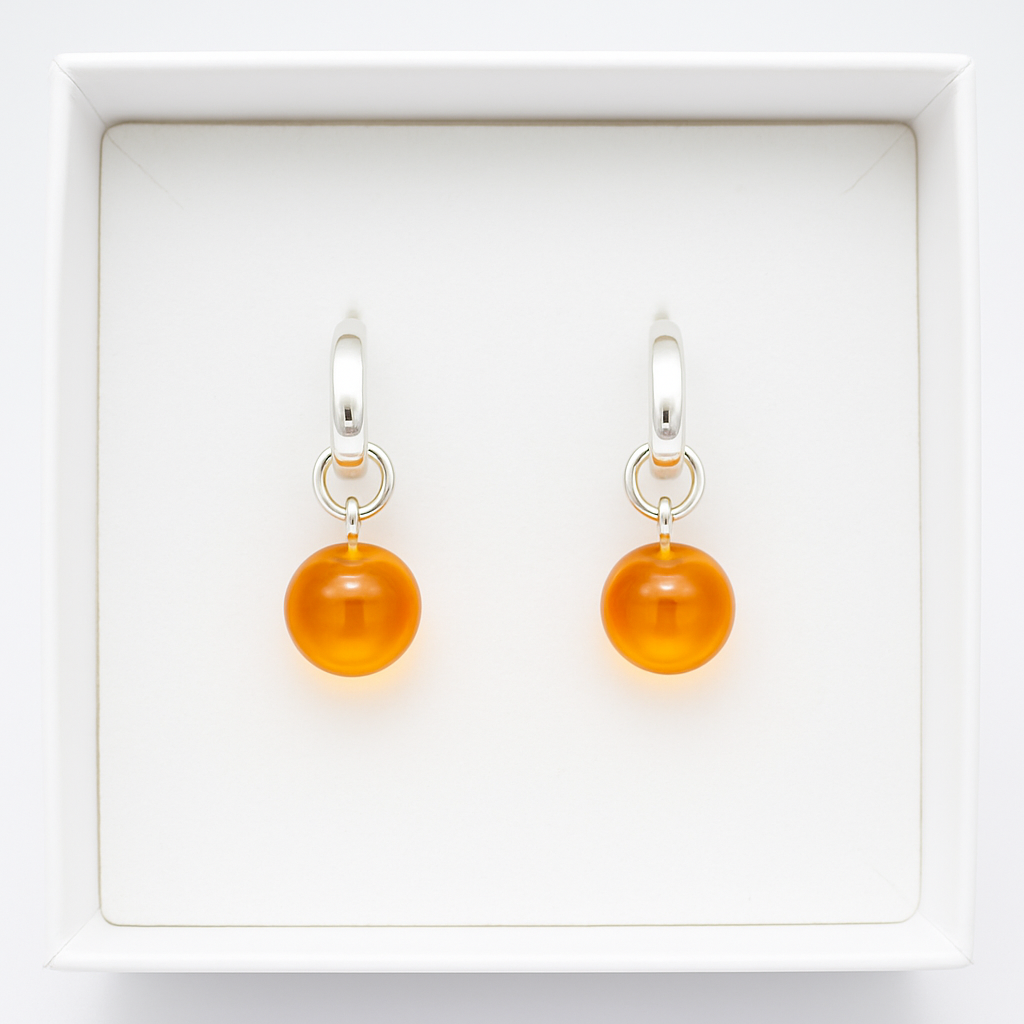Brinco de Âmbar Clássico Cognac - Prata 925