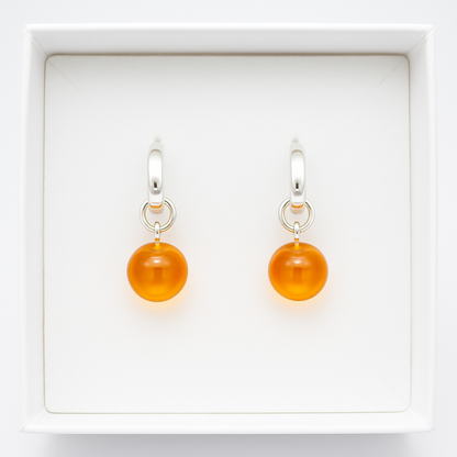 Brinco de Âmbar Clássico Cognac - Prata 925