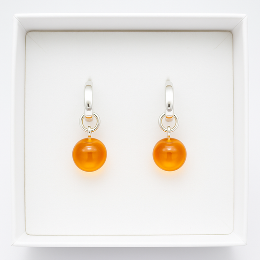 Brinco de Âmbar Clássico Cognac - Prata 925