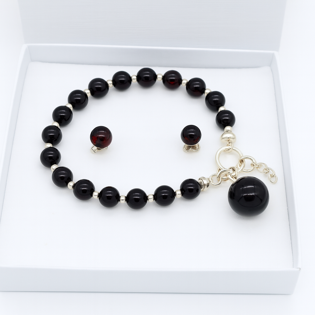 Conjunto de Pulseira e Brinco em Âmbar Báltico Label - Elegância Natural e Benefícios Terapêuticos
