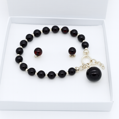 Conjunto de Pulseira e Brinco em Âmbar Báltico Label - Elegância Natural e Benefícios Terapêuticos