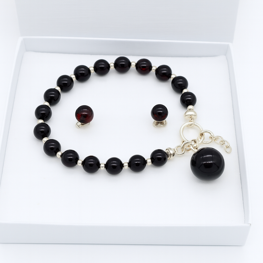 Conjunto de Pulseira e Brinco em Âmbar Báltico Label - Elegância Natural e Benefícios Terapêuticos