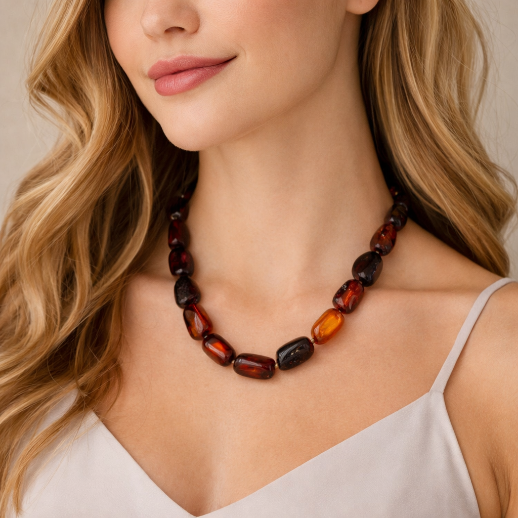 Colar Âmbar Báltico Essência Dourada — Adulto
