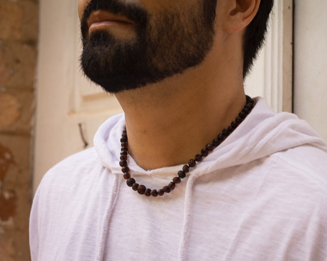 Unpolished Cherry Baltic Amber Necklace 50 cm 