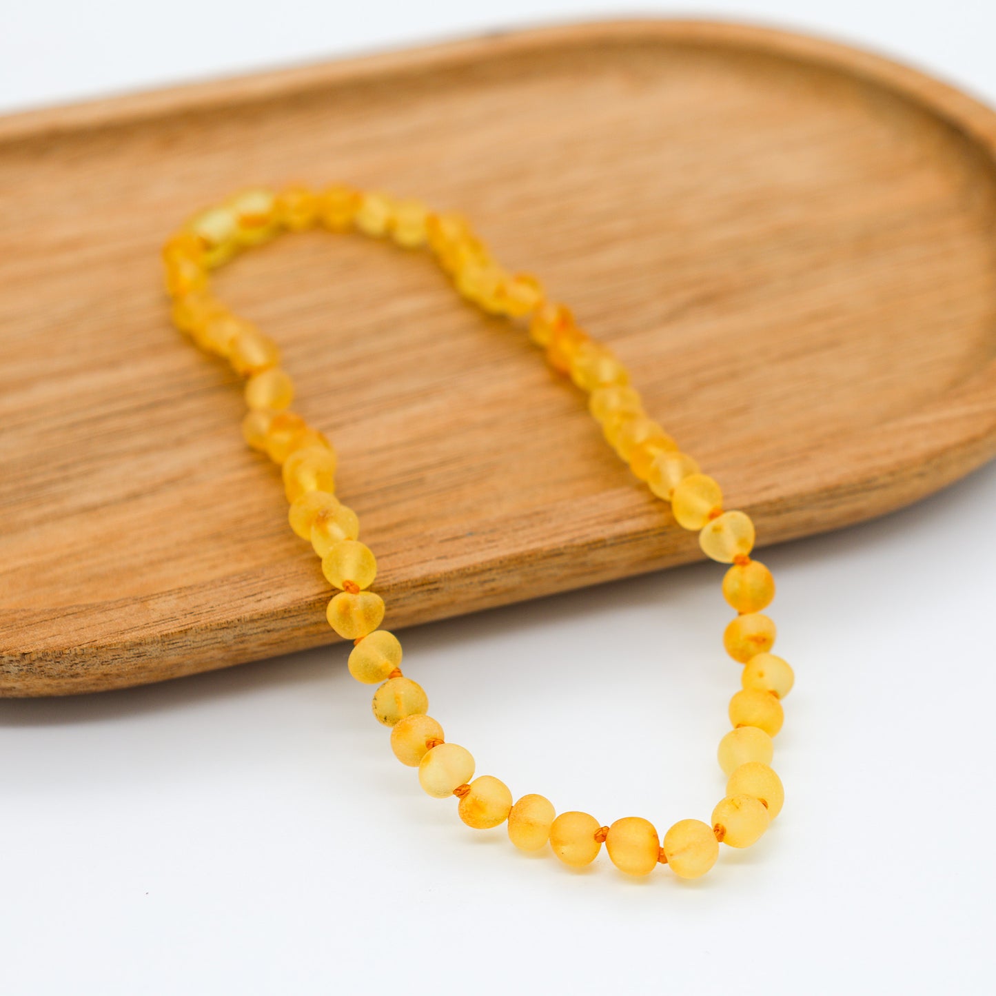 Unpolished Baltic Baby Lemon Amber Necklace 32-33 cm 