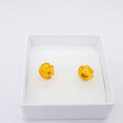 Brinco de Âmbar Báltico – Flor Rosa Mel claro