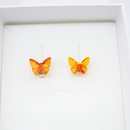 Brinco Borboleta de Âmbar Báltico – Prata 925